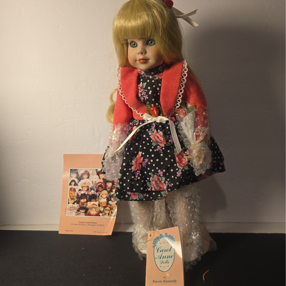 Carol Anne Dolls Karen Kennedy Blonde Floral Dress Porcelain Doll w Box & Tags